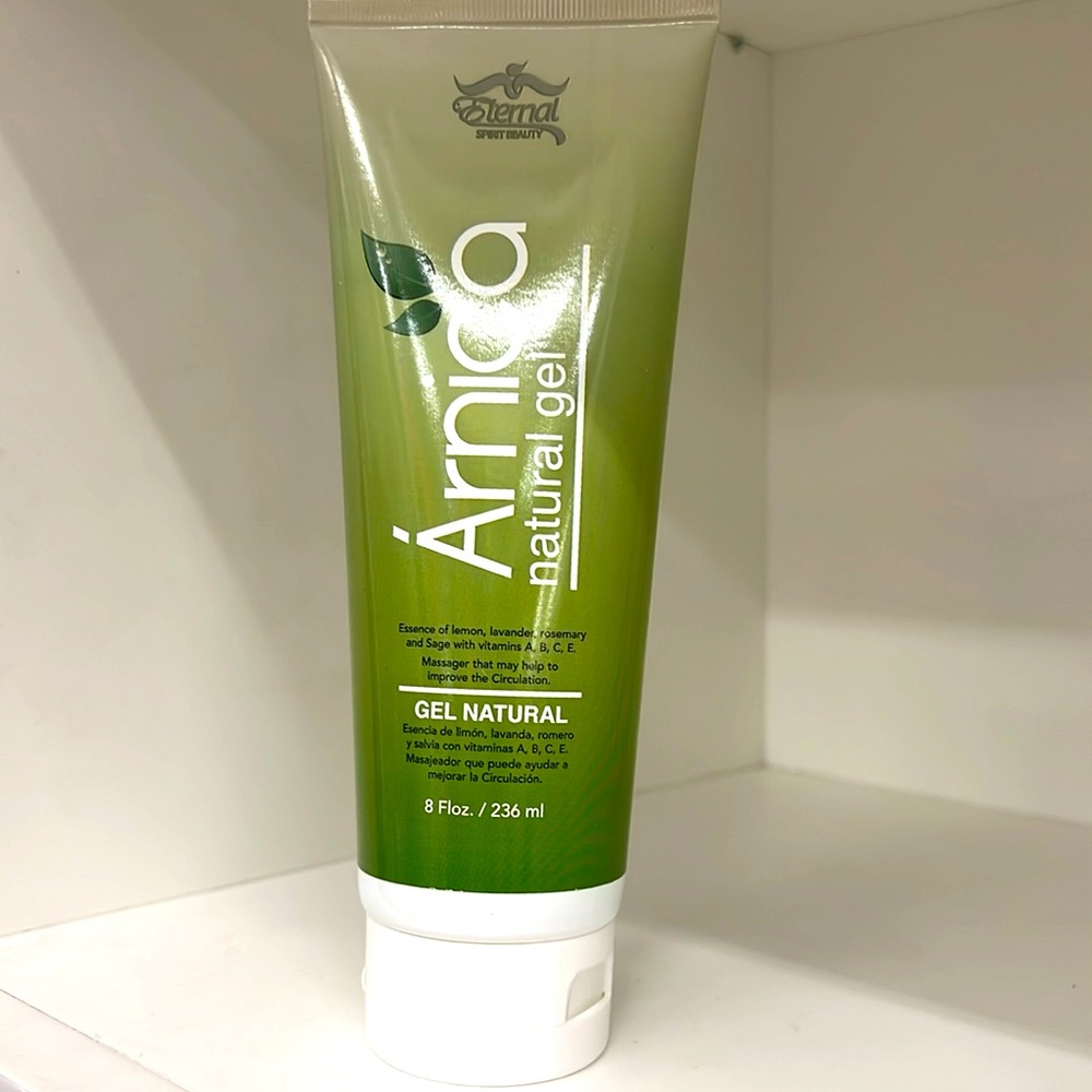 Arnica natural gel, essence of lemon, lavender, Rosemary, sage, vitamin A,B,C,E